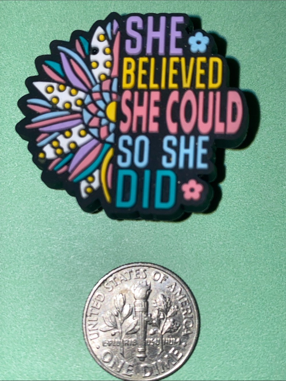 (10 for $15) SHE BELIEVED SHE COULD SO SHE DID Statements Crocs Shoes Charms